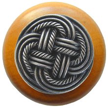 Notting Hill NHW-739M-AP Classic Weave Wood Knob in Antique Pewter/Maple wood finish